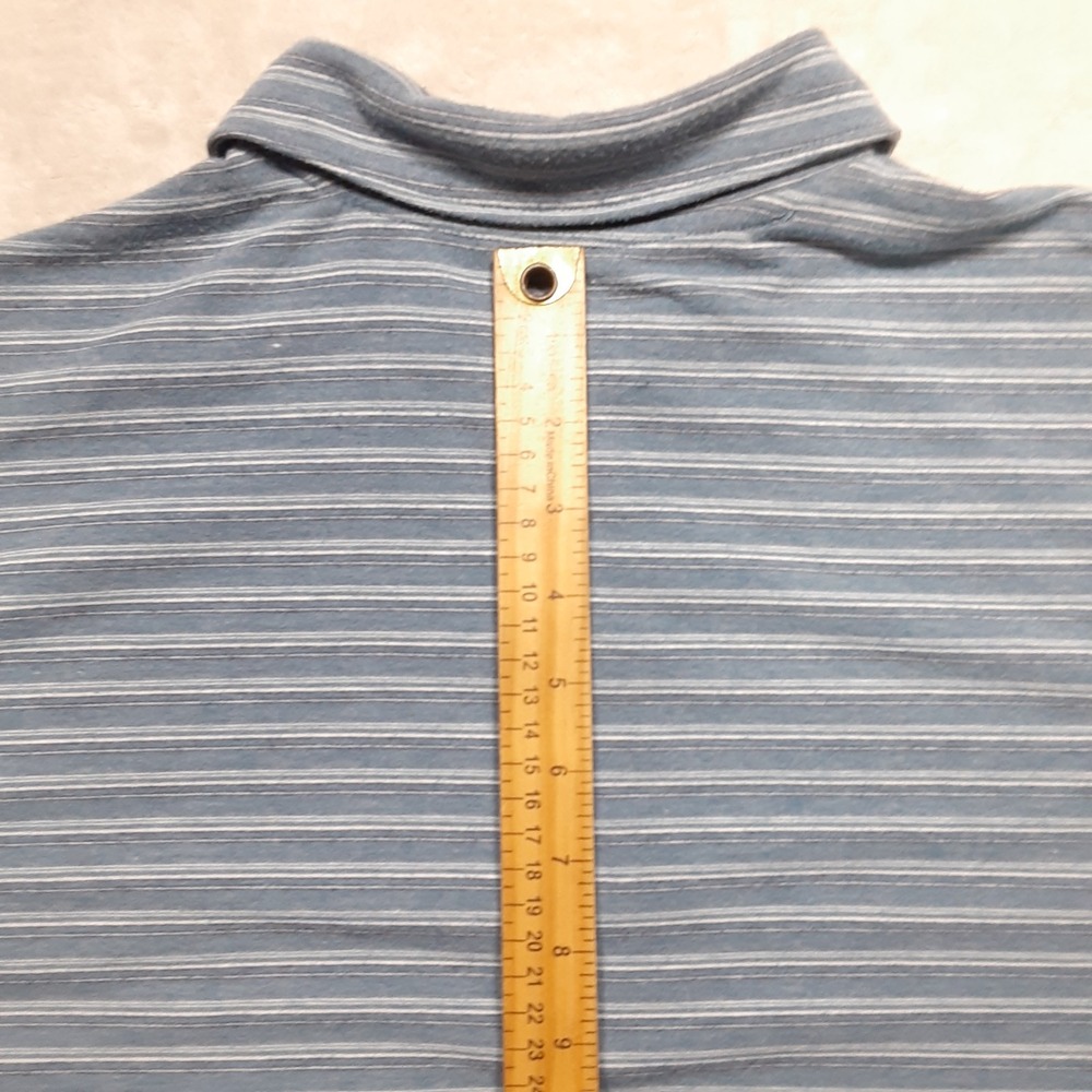 Huk Mens Performance Polo Medium Blue Chest Pocket Striped Rayon Blend - Picture 7 of 9